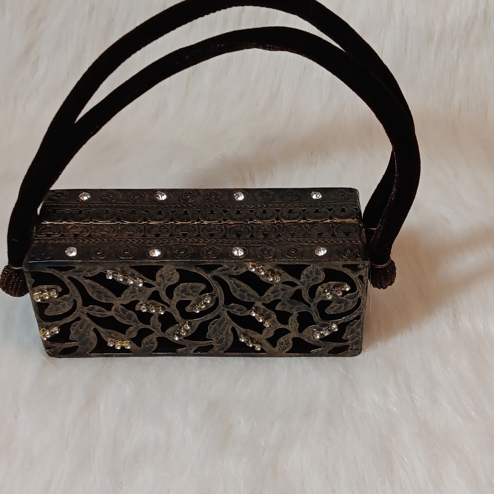 Elegant Rare Vintage Bronze Metal/Black Bag